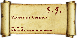 Viderman Gergely névjegykártya